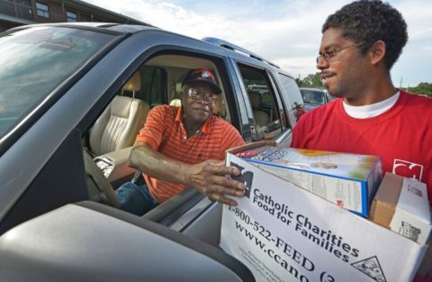 Food for Families senior receiving box